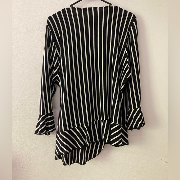BooHoo Black & White Wrap Blouse - Picture 2 of 7